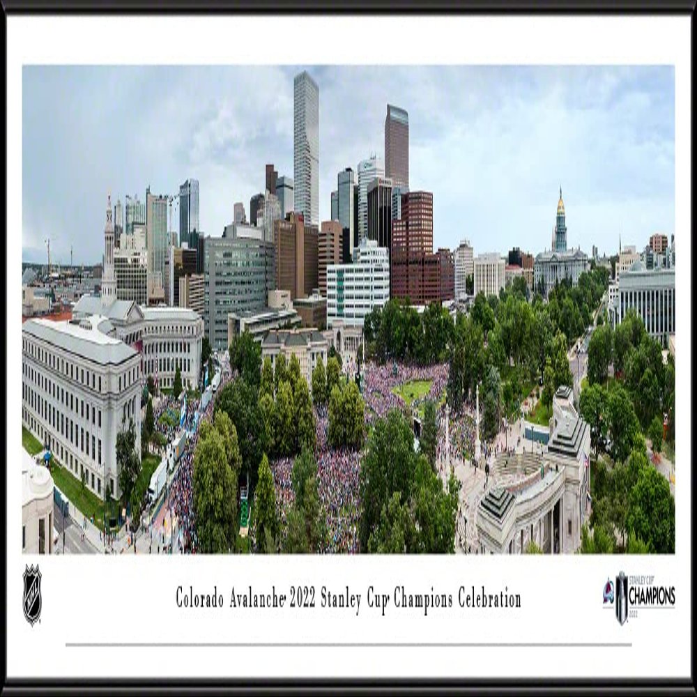 Colorado Avalanche Championship Rally - 40.25x13.75-inch Standard Framed NHL Print by Blakeway Panoramas