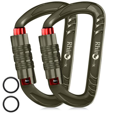 Rhino Produxs 12kN (2697 lbs) Heavy Duty Carabiner Clips, for Securing Pets, Outdoor, Camping, Hiking, Hammock, Dog Leash Harness, Keychains