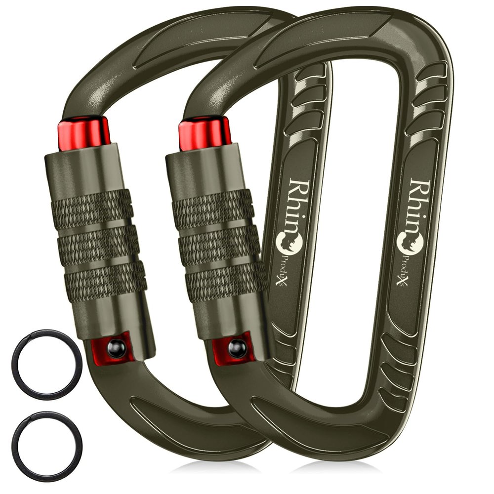 Rhino Produxs 12kN (2697 lbs) Heavy Duty Carabiner Clips, for Securing Pets, Outdoor, Camping, Hiking, Hammock, Dog Leash Harness, Keychains