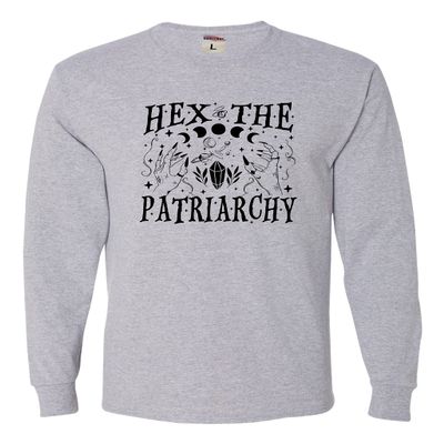 3X-Large Athletic Heather Mens Hex The Patriarchy Feminist Witch Womens Rights Long Sleeve T-Shirt