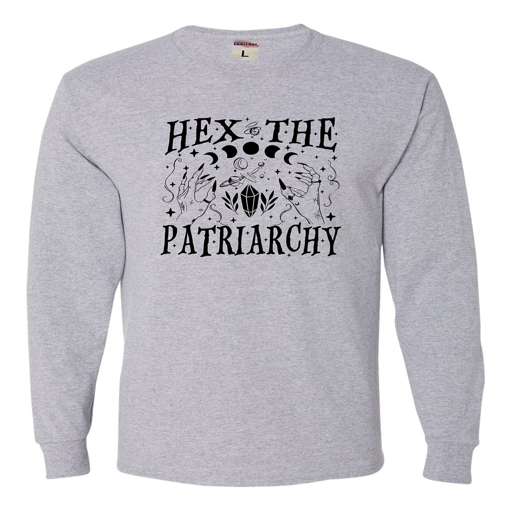3X-Large Athletic Heather Mens Hex The Patriarchy Feminist Witch Womens Rights Long Sleeve T-Shirt