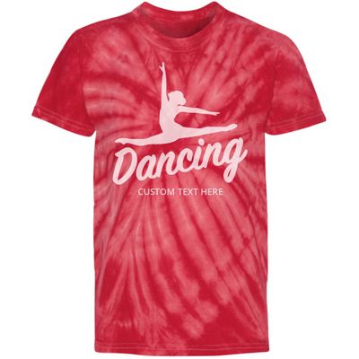 Add Your Text Dancing Youth Tie-Dye T-Shirt: Youth Tie-Dye Cyclone T-Shirt Red