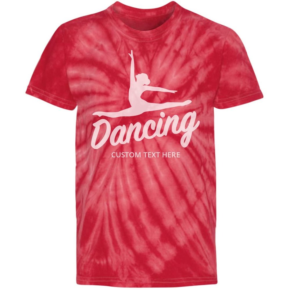 Add Your Text Dancing Youth Tie-Dye T-Shirt: Youth Tie-Dye Cyclone T-Shirt Red