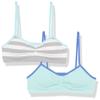 Fruit of The Loom Girl's Seamless Trainer Bra with Removable Modesty Pads, 2-Pack Med Stripe/Hot Lime 32 view 1