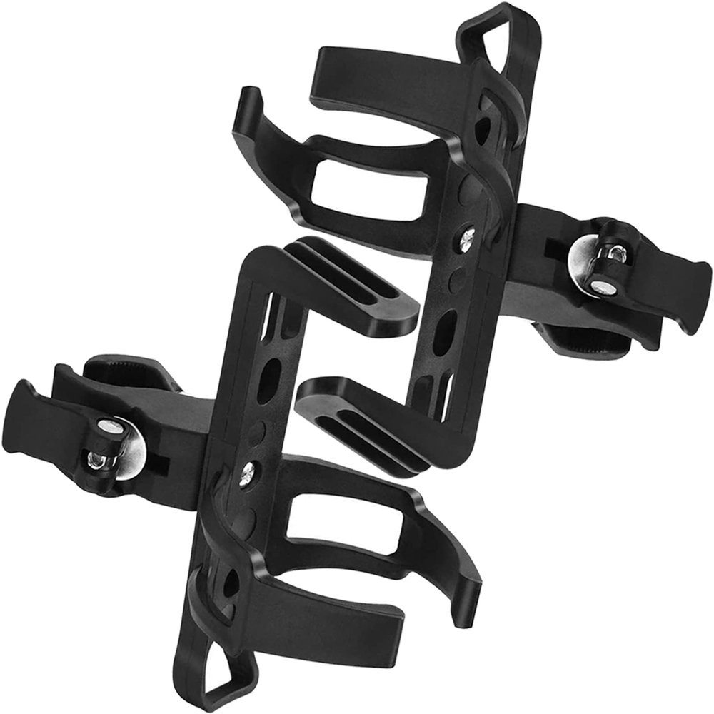 2 Pack Bike Bottle Holder, Universal Bicycle Water Bottle Cage Holder, Water Cup Holder for Bike Stroller Walker, Adjustable Mountain Bike Drink Cup with 360 Degree Rotating for Cycling MTB Black.