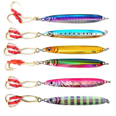 6pcs Mix Colors Fish WOW! 100g Vertical Metal Jig 3.5oz Knife Speed jig Trolling jig with Two 4X Assist Hooks Sinking Jigging Bait Hook Butterfly Saltwater