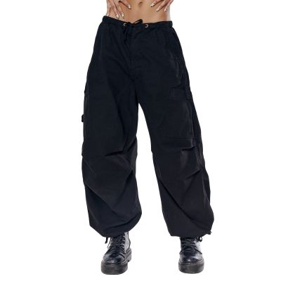 Womens Baggy Cargo Pants Casual Low Waist Adjustable Drawstring Joggers Sweatpants Trousers Punk Streetwear Small