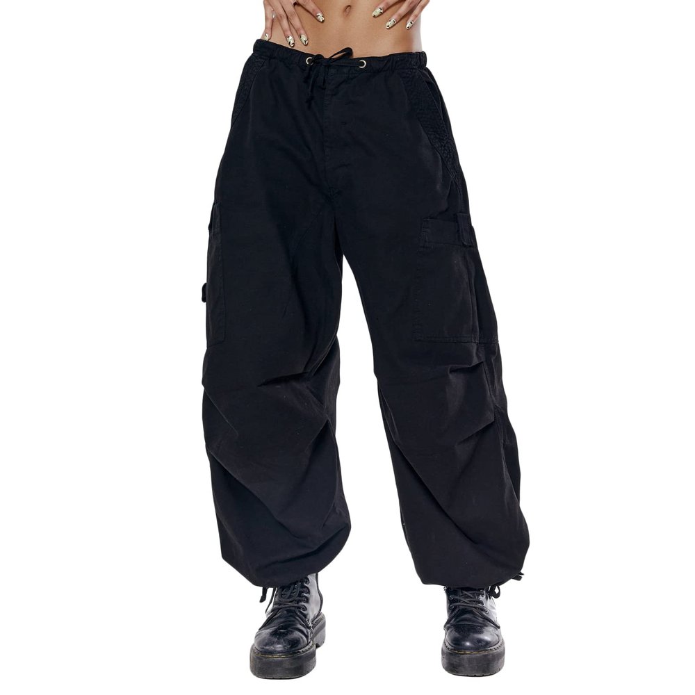 Womens Baggy Cargo Pants Casual Low Waist Adjustable Drawstring Joggers Sweatpants Trousers Punk Streetwear Small