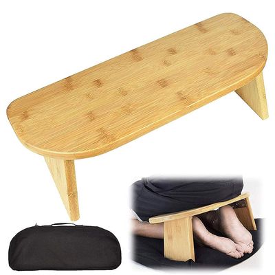Foldable Meditation Bench Portable Kneeling Chair (18" W x 7.5L) Yoga Stool from Bamboo with Travel Bag