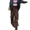 Womens Baggy Cargo Pants Casual Low Waist Adjustable Drawstring Joggers Sweatpants Trousers Punk Streetwear view 1