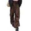 Womens Baggy Cargo Pants Casual Low Waist Adjustable Drawstring Joggers Sweatpants Trousers Punk Streetwear view 2