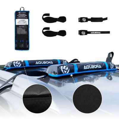 AQUBONA Universal Car Soft Roof Rack PadsLuggage Carrier Capacity Load 158lb for Kayak/Canoe/Surfboard/Paddle with Adjustable & Steady Tie-Down Straps and Storage Bag