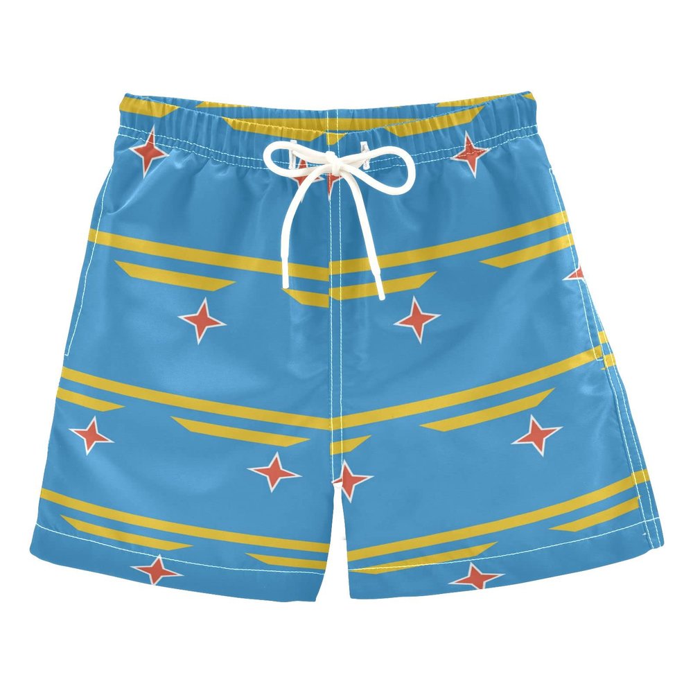 Aruba Flag Boys' Quick Dry Swim Board Shorts Toddler Swim Trunk White