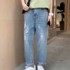 Maiyifu-GJ Ripped Distressed Jeans for Men Slim Fit Straight Leg Crop Denim Pants Destroyed Regular Fit Casual Jean Trousers (Blue,Large) view 3