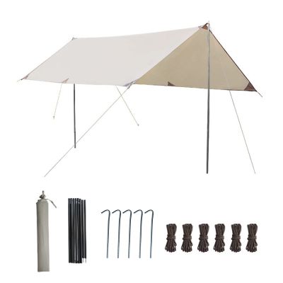 XIANGBINXUAN Tent Tarp for Tent Camping Shelter Rain Tarp, UV Protection Ripstop Nylon Shelter Survival Gear PU 2000mm Waterproof with Complete Accessories Hiking, Survival Gear (3x3m Square)