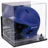 Better Display Cases Acrylic Baseball Batting Helmet Display Case with Mirror, Black Risers , Wall Mount and Mirror Base(V22/A012) view 1