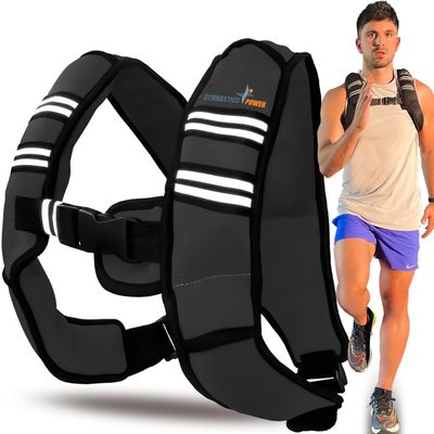 GYMNASTICS POWER Weighted Vest for Men and Women 6-20 Lbs Adjustable Workout Vest for Strength Training, Running, Cardio, Fitness & Cross Training (Black, 10 LB)
