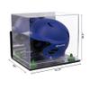 Better Display Cases Acrylic Baseball Batting Helmet Display Case with Mirror, Green Risers , Wall Mount and Mirror Base(V22/A012) view 2