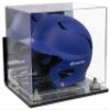 Better Display Cases Acrylic Baseball Batting Helmet Display Case with Mirror, Silver Risers , Wall Mount and Mirror Base(V22/A012) view 1