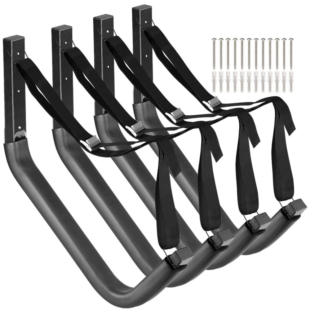 Heavdace Kayak Storage Racks, 4 Pack Freestanding Canoes Garage Hooks, 19.5Inch Wall Mount Surfboard Hangers and Stand-Up Paddle Board Holder, 150lb Capacity