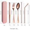 XIAOYU 6 Pieces Portable Reusable Cutlery Set, Stainless Steel Flatware Set, Travel Utensils Set, Includes Chopsticks/Fork/Spoon/Straws/Cleaning Brush, Rainbow view 2
