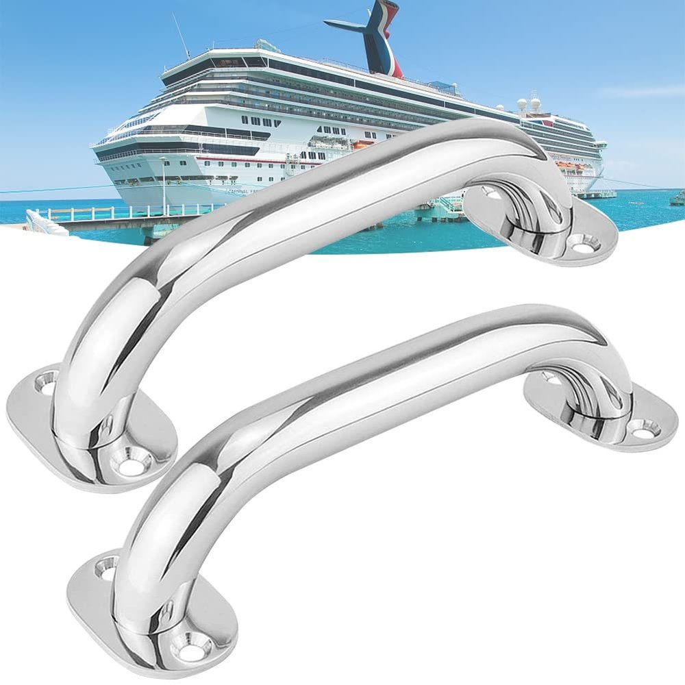 DYK&NX Stainless Marine Grab Handle, 2 Pcs Boat Door Handle, Safety Support Rail, Hardware Grab Marine Handrail Handle Grip, for Boat Hatch Yacht