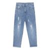 Maiyifu-GJ Ripped Distressed Jeans for Men Slim Fit Straight Leg Crop Denim Pants Destroyed Regular Fit Casual Jean Trousers (Blue,X-Large) view 1