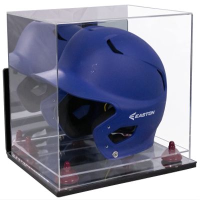 Better Display Cases Acrylic Baseball Batting Helmet Display Case with Mirror, Purple Risers , Wall Mount and Mirror Base(V22/A012)