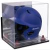 Better Display Cases Acrylic Baseball Batting Helmet Display Case with Mirror, Purple Risers , Wall Mount and Mirror Base(V22/A012) view 1