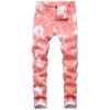 Men's Slim Fit Printed Stretch Jeans Skinny Casual Comfy Denim Pants Lightweight Stylish Hip Hop Jean Trousers (Red,33) view 1