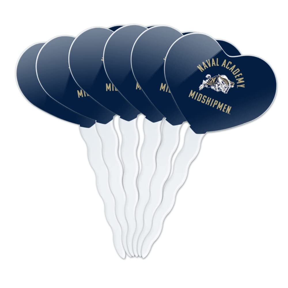 GRAPHICS & MORE US Naval Academy Midshipmen Heart Love Cupcake Picks Toppers Decoration Set of 6