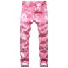 Men's Slim Fit Printed Stretch Jeans Skinny Casual Comfy Denim Pants Lightweight Stylish Hip Hop Jean Trousers (Pink,28) view 1