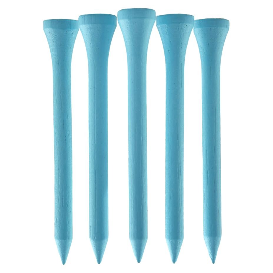 TH Golf 100 PCS Wooden Golf Tees - Multiple Colours & Sizes (70mm Light Blue)