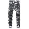 Men's Slim Fit Printed Stretch Jeans Skinny Casual Comfy Denim Pants Lightweight Stylish Hip Hop Jean Trousers (Black,36) view 2