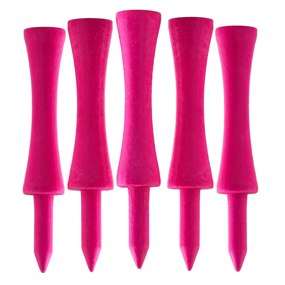 100 PCS Bamboo Golf Tees | Multiple Colours & Sizes | Castle & Standard Tees | Eco-Friendly & Sustainable (59mm Castle Neon Bright Pink)