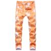 Men's Slim Fit Printed Stretch Jeans Skinny Casual Comfy Denim Pants Lightweight Stylish Hip Hop Jean Trousers (Orange,32) view 1