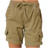 XUNRYAN Women's Cargo Shorts Summer Athletic Outdoor Hiking Bermuda Shorts with Pockets Drawstring Loose Fit Joggers Brown view 1