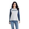 Ariat Female REAL Ariat Baseball Shirt Heather Grey/Midnight Blue 2X view 1