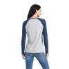 Ariat Female REAL Ariat Baseball Shirt Heather Grey/Midnight Blue 2X view 2