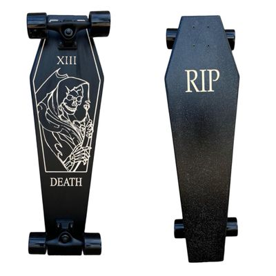 Coffin Death Tarot Black Skateboard | Longboard | 30x9 | Coffin Croozer