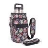 AJLTPA Half Gallon Jugs Water Bottle Holder with Strap and 2 Pockets, Water Bottle Sleeve Carrier For Half Gallon Jugs 64oz Flask(Floral Sugar Skull) view 1