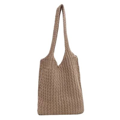 Ladies Handbags Handwoven Shoulder Bags Handbags Hobo Handbags Aesthetic Shoulder Bags Summer Ladies Handbags (Khaki)