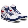 ASICS Kid's MATFLEX 6 Grade School Wrestling Shoes, 4 Big Kid, WHITE/DEEP OCEAN view 2