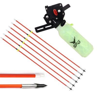 Bow Fishing Reel Kit with Arrows, Bowfishing Tool Accessories, Safety Slides for Compound & Recurve Bows (Orange)