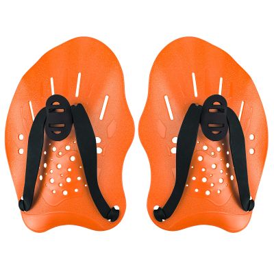 HacoFlash Swim Paddles With Adjustable Straps - Hand Paddles for Lap Swimming, Equipment for Women, Men, Children (1 Pair, Orange)