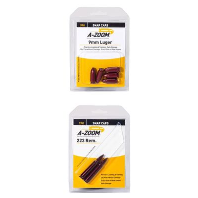 A-ZOOM 9mm Luger & 223 Rem Snap Caps 5pk & 2pk - Nylon Holster Pouch