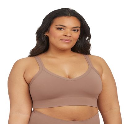SPANXsmooth EcoCare Seamless Shaping Longline Bralette - Comfortable Everyday Bralette - Women's Bra with No Underwire - Cafe Au Lait - Medium