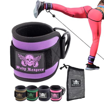 Body Reapers Workout Ankle Straps for Cable Machine Women, Ankle Cuff Cable Attachment, Ankle Clips for Cable Machine, Glute Kick Back Ankle Straps, Glute Workout, Lower Body Exercises - Single
