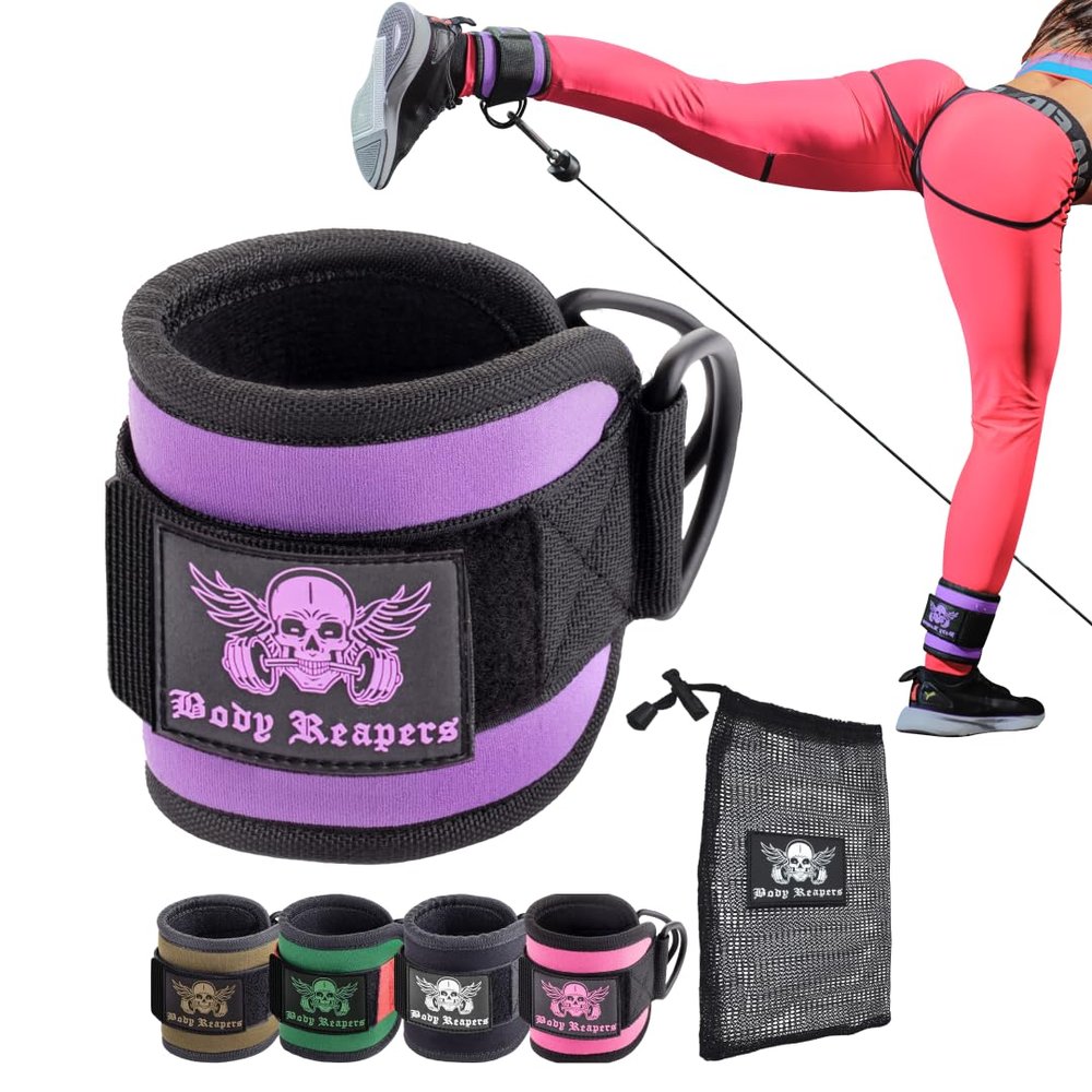 Body Reapers Workout Ankle Straps for Cable Machine Women, Ankle Cuff Cable Attachment, Ankle Clips for Cable Machine, Glute Kick Back Ankle Straps, Glute Workout, Lower Body Exercises - Single