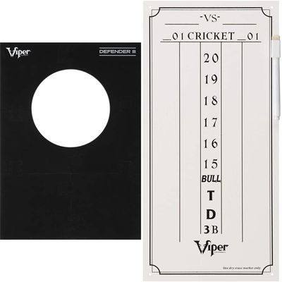 Viper by GLD Products Defender III Extended Length Dartboard Surround Wall Protector, Black, One Size & Viper Dry Erase Scoreboard, Cricket and 01 Dart Games, White, 15.375" H x 7.875" W
